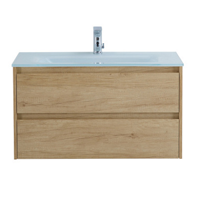 Тумба подвесная со стеклянной раковиной BelBagno KRAFT 80 Rovere Nebrasca Nature