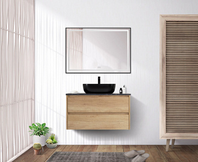 Тумба подвесная со столешницей и накладной раковиной BelBagno KRAFT 90 Rovere Nebrasca Nature