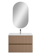 Тумба подвесная с керамической раковиной, Art&Max ELEGANT, 80 см капучино матовый AM-ELEGANT-800-2C-SO-CM-LED+AM7110-80