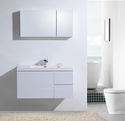 Тумба с раковиной из искусственного мрамора для ванной комнаты BelBagno Luce 100 см Bianco Laccato Lucido