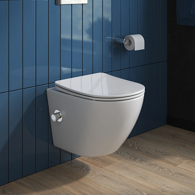 Унитаз подвесной с сиденьем, функцией биде и смесителем BelBagno ФОРМАТ (UNO)BB3105CHR-BS/SC
