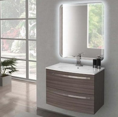 Тумба с керамической раковиной для ванной комнаты Cezares Comfort 75 см Grigio scuro
