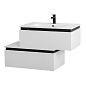 Тумба подвесная с  раковиной из искусственного мрамора, CEZARES SLIDER, 80 см Bianco Opaco SLIDER-800-1C-SO-BO+CZR-800/480-LV-MR-PRS+SLIDER-800-1C-PI-BO