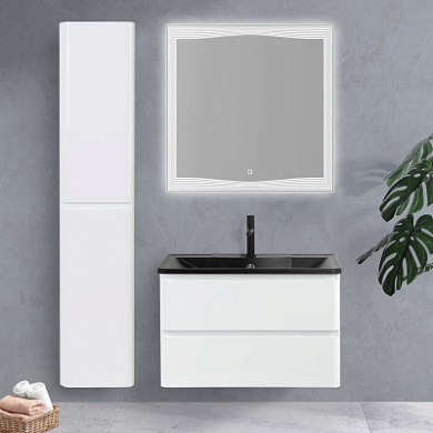 Тумба с черной раковиной из искусственного мрамора BelBagno Albano 80 см Bianco Lucido