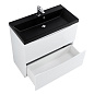 Тумба с раковиной напольная BelBagno MARINO 80 Bianco Lucido,раковина черная,  MARINO-800-2C-PIA-BL-P/BB800/450-LV-ART-AST-NERO