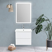 Тумба подвесная с керамической раковиной для ванной комнаты Belbagno Albano CER 60 см Rovere Vintage Bianco