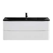 Тумба подвесная с черной раковиной из литьевого мрамора BelBagno ACQUA 120 Bianco Lucido