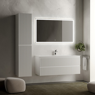 Тумба с двойной керамической раковиной подвесная, SANCOS Snob R, 120 см Bianco SNR120W+CN7016