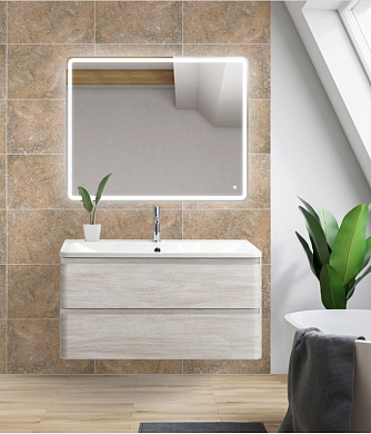 ALBANO-CER База под раковину подвесная с двумя выкатными ящиками, Rovere Vintage Bianco, 1000x450x500, ALBANO-CER-1050-2C-SO-RVB