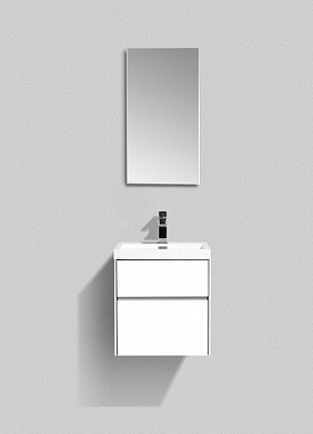 Тумба с раковиной подвесная Belbagno PIETRA MINI 50, Bianco Lucido, PIETRA MINI-500AS-2C-SO-BL / BB-500-PM-LVB