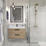 Тумба подвесная с раковиной из литьевого мрамора BelBagno AURORA 80 Rovere Nebrasca Nature