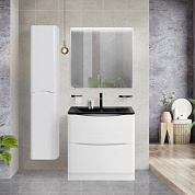 Тумба напольная с черной раковиной из искусственного мрамора BelBagno Acqua 80 см Bianco Lucido