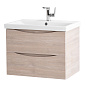MARINO-CER База с керамической раковиной подвесная, Rovere Grigio, MARINO-CER-700-2C-SO-RG-P/BB-0321-70-LVB