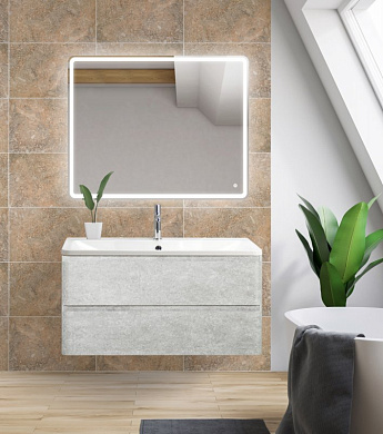 ALBANO База под раковину подвесная с двумя выкатными ящиками, Cemento Verona Grigio, 1000x450x500, ALBANO-1000-2C-SO-CVG