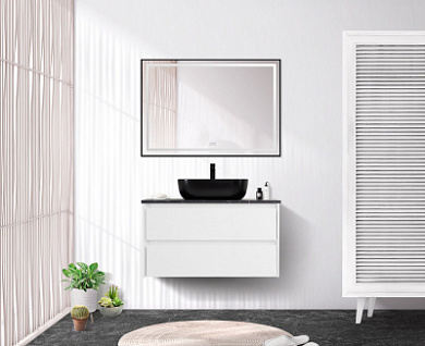 Тумба подвесная со столешницей и накладной раковиной BelBagno KRAFT 90 Bianco Opaco