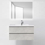 Тумба с раковиной из искусственного мрамора для ванной комнаты BelBagno Luce 100 см Stucco Cemento Leggero