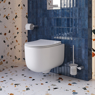 Унитаз подвесной безободковый с сиденьем и смывом ТОРНАДО BelBagno ТИШИНА (SOFT-TOR) BB084CH-TOR/SC