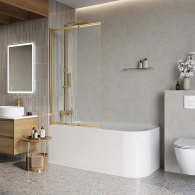 Душевая шторка на ванну BelBagno LUCE-VF-11-100/145-C-ORO