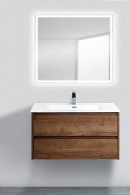 Тумба с керамической раковиной для ванной комнаты BelBagno Kraft 90см Rovere Tabacco