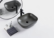 Раковина накладная керамическая, серая матовая Belbagno BB1302-H311