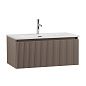 Тумба с раковиной подвесная BelBagno UNO-800-1C-SO-СO Бежевый матовый, раковина белая BB-8099-80