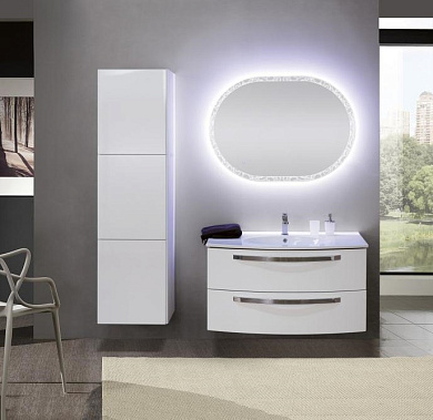 Тумба со стеклянной раковиной для ванной комнаты Cezares Comfort 100 см Bianco Lucido
