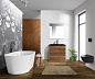 Тумба напольная с черной раковиной из искусственного мрамора BelBagno Albano 80 см Rovere Rustico