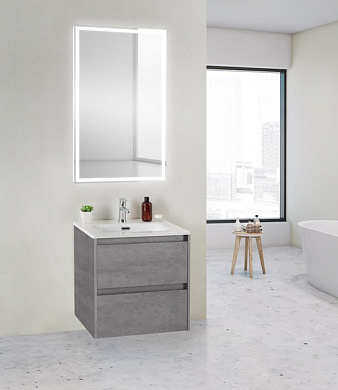 KRAFT 39 База под раковину с двумя выкатными ящиками, Cemento Grigio, 510х390х515, KRAFT 39-500/390-2C-SO-CG