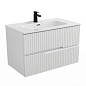 Тумба подвесная с керамической раковиной, CEZARES DUET-N, 80 см Bianco Lucido DUET-N-800-2C-SO-BL+CZR-8095-80