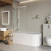 Душевая шторка на ванну BelBagno LUCE-VF-11-90/145-C-Cr