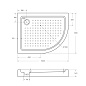 Акриловый поддон ассиметричный, левый CEZARES TRAY-A-RH-100/80-550-15-W-L