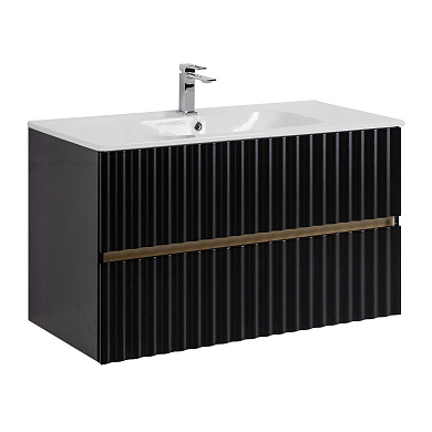 ELEGANT База под раковину подвесная с двумя выкатными ящиками, 100 см AM-ELEGANT-1000-2C-SO-NM-LED черный матовый