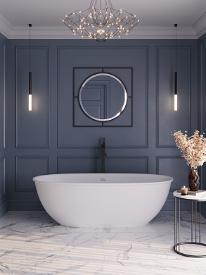 Ванна из искусственного камня Solid Surface 1700x760x540, BELBAGNO BB-MARINO-170-76-54-SSB белая матовая