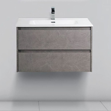KRAFT 39 База под раковину подвесная с двумя выкатными ящиками, Cemento Grigio, 800х390x500, KRAFT 39-800/390-2C-SO-CG