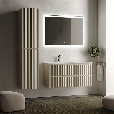 Тумба с керамической раковиной подвесная левосторонняя, SANCOS Snob R, 100 см Beige Soft SNR100LCE+CN7014