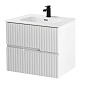 Тумба подвесная с керамической раковиной, CEZARES DUET-N, 60 см Bianco Lucido DUET-N-600-2C-SO-BL+CZR-8095-60