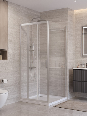 Душевой уголок BelBagno UNO-195-AF-31-90-C-IN, профиль сатин, стекло прозрачное.