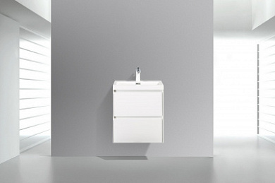 Тумба подвесная с раковиной из литьевого мрамора BelBagno PIETRA MINI 50 Bianco Lucido