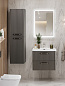 Тумба подвесная с керамической раковиной, Belbagno DUE, 50 см, Оружейная сталь DUE-500-2C-SO-GM-P+BB-8076-3-50+RS333MBSN.4/160