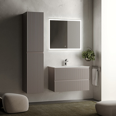 Тумба с керамической раковиной подвесная, SANCOS Snob R, 80 см Doha Soft SNR80SM+CN7012