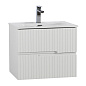 Тумба подвесная с керамической раковиной, CEZARES DUET-N, 60 см Bianco Lucido DUET-N-600-2C-SO-BL+CZR-8073-60