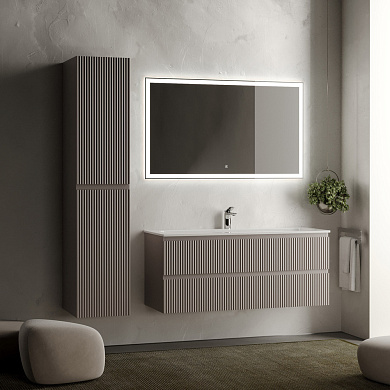 Тумба с двойной керамической раковиной подвесная, SANCOS Snob R, 120 см Doha Soft SNR120SM+CN7016