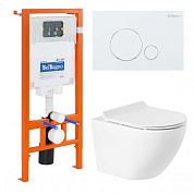 Унитаз подвесной BelBagno SFERA-R BB046CHR с сиденьем BB2111SC + Система инсталляции для унитазов BelBagno BB002-80 с кнопкой смыва BB014-SR-BIANCO