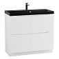 Тумба с раковиной напольная BelBagno MARINO 80 Bianco Lucido,раковина черная,  MARINO-800-2C-PIA-BL-P/BB800/450-LV-ART-AST-NERO