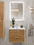 Тумба подвесная с керамической раковиной, Belbagno DUE, 50 см Rovere Nature DUE-500-2C-SO-RN-P+RS333CP.4/160+BB-8076-3-50