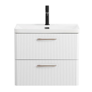 Тумба под раковину подвесная с двумя выкатными ящиками BelBagno DUE-600-2C-SO-BL-P Bianco Lucido