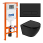 Унитаз подвесной BelBagno COLORATO BB062CHR-MB с сиденьем BB062SC-MB + Система инсталляции для унитазов BelBagno BB002-80 с кнопкой смыва BB007-PR-NERO.M