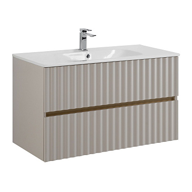 ELEGANT База под раковину подвесная с двумя выкатными ящиками, 100 см AM-ELEGANT-1000-2C-SO-GCM-LED светло-серый матовый