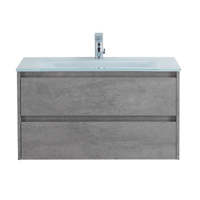 Тумба подвесная со стеклянной раковиной BelBagno KRAFT 80 Cemento Grigio