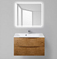 Тумба подвесная с раковиной из литьевого мрамора для ванной комнаты Belbagno Marino-H60 90см Rovere Nature